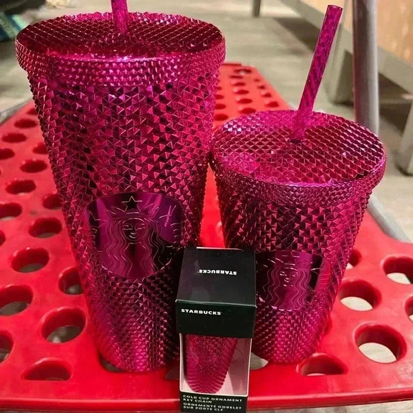 Starbucks Sangria Studded Holiday 2022 Bling Venti & Grande Tumblers & Keychain - Picture 1 of 1